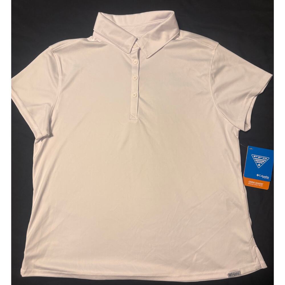 Columbia Women’s Lg Tidal Tee White SS Polo Shirt NWTs